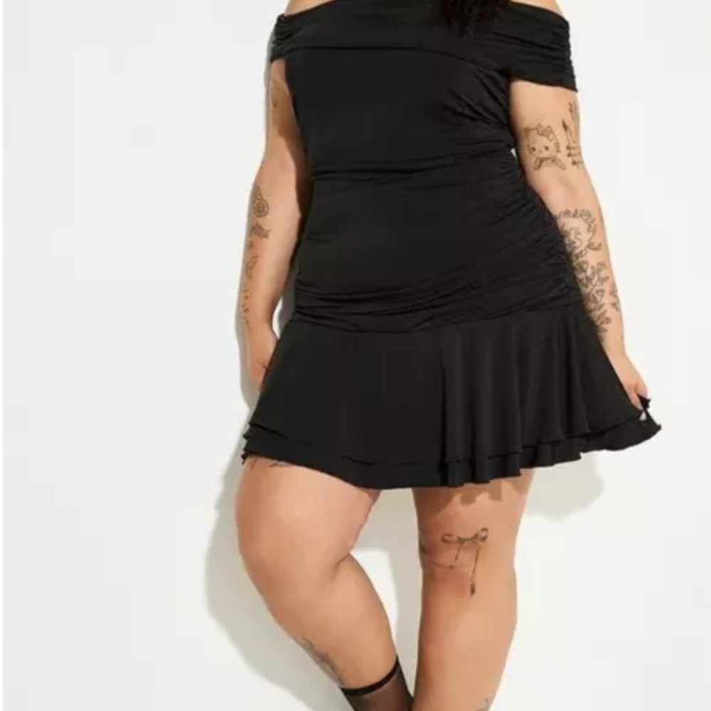Torrid Black Off-Shoulder Midi Dress